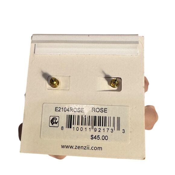 ZENZII Pink and Gold Floral Earrings - Picture 2 of 4